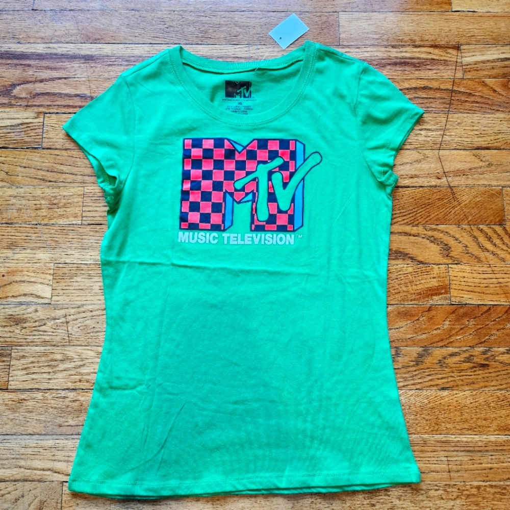 Summer New MTV Green Red Black Checkard Tee T-shirt